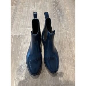 SO Rain Boots‎ Chelsea Ankle Pull On Waterproof Navy Blue Women's Sz 7